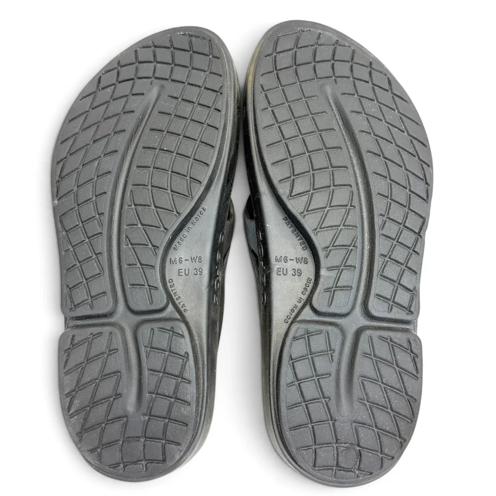 OOFOS OOriginal Sport Recovery Sandals Black Graphite Mens 6 Womens 8 EU 39 EUC
